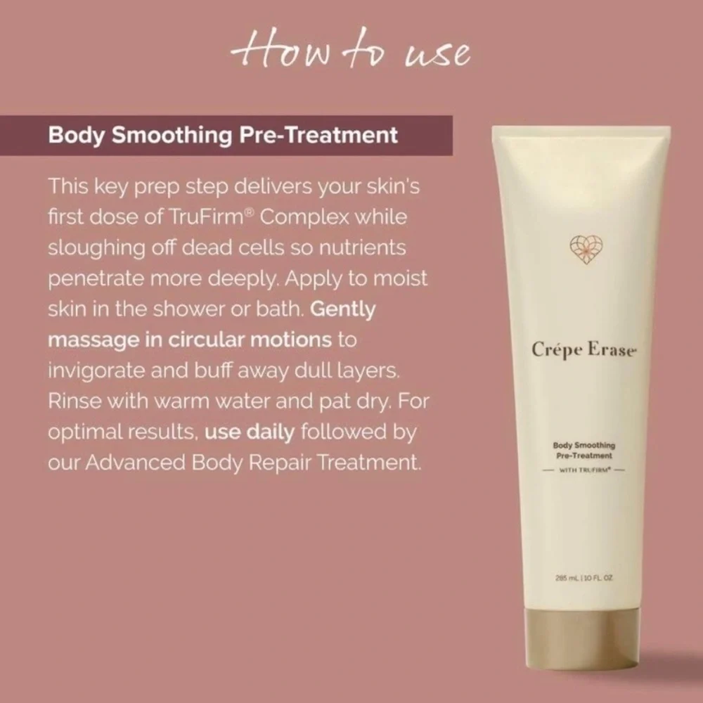 Body Firm CREPE ERASE BODY SMOOTHING PRE-TREATMENT exfoliant large 10FL OZ